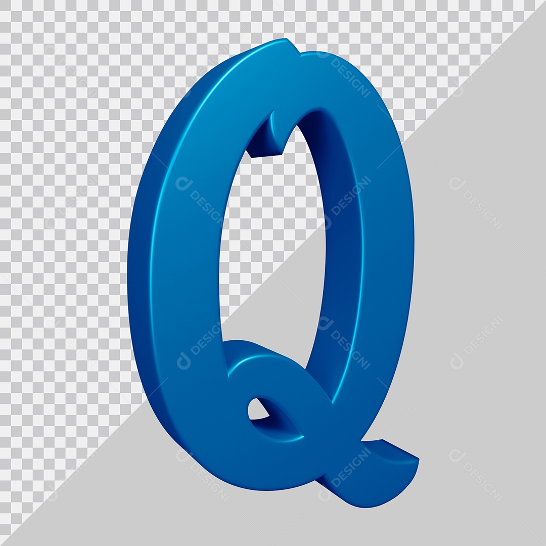 Elemento 3D Para Composição Letra Q Azul PSD