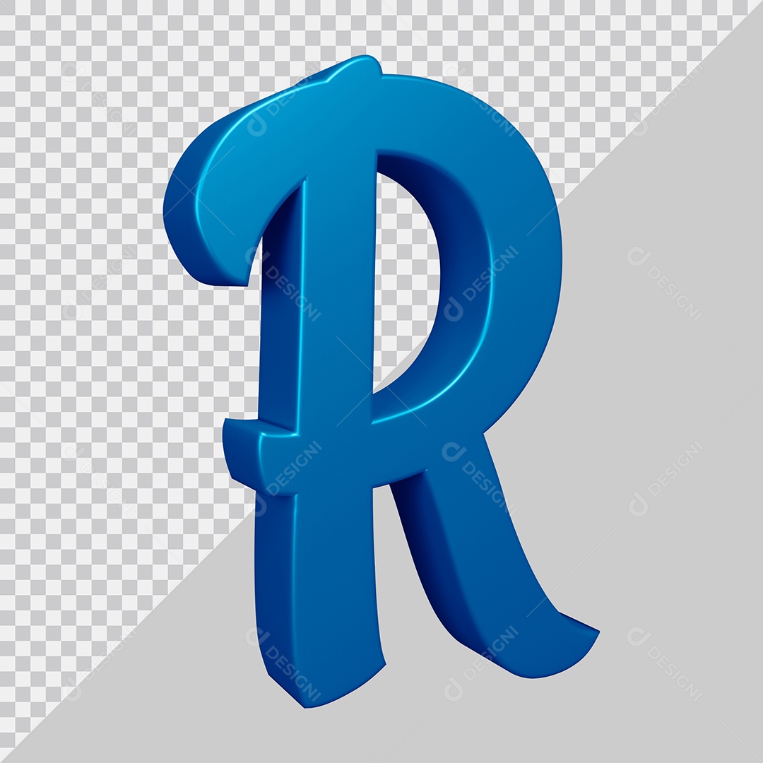 Elemento 3D Para Composição Letra R Azul PSD