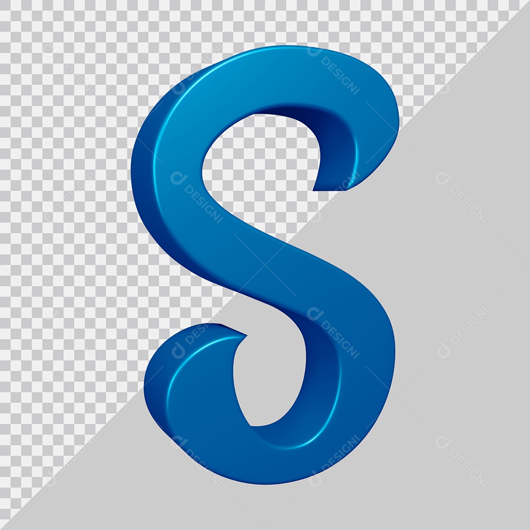Elemento 3D Para Composição Letra S Azul PSD
