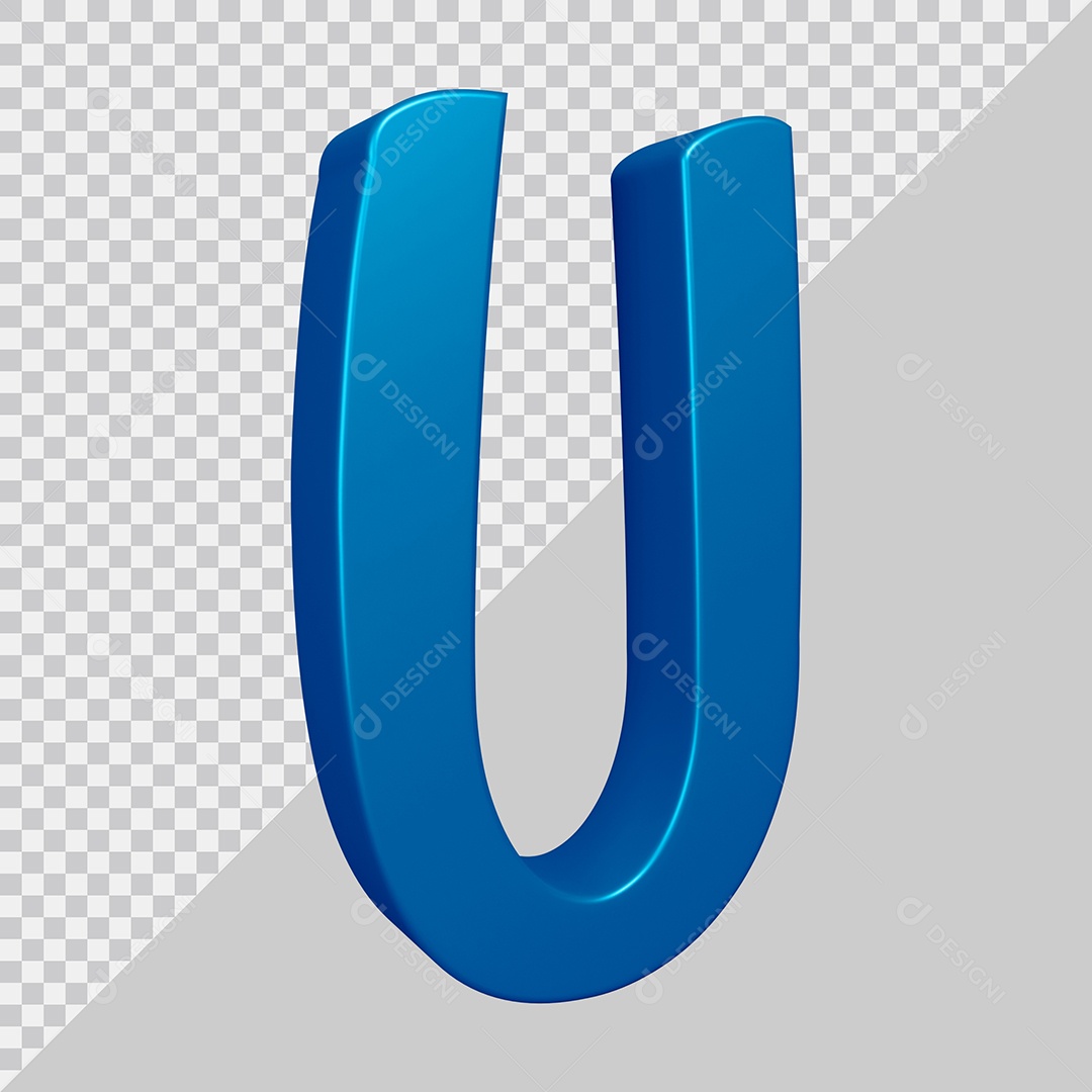 Elemento 3D Para Composição Letra U Azul PSD