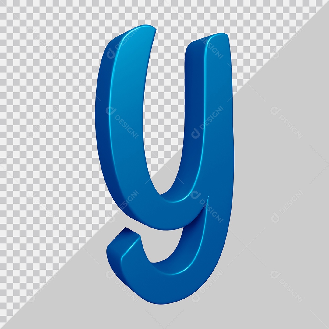 Elemento 3D Para Composição Letra Y Azul PSD