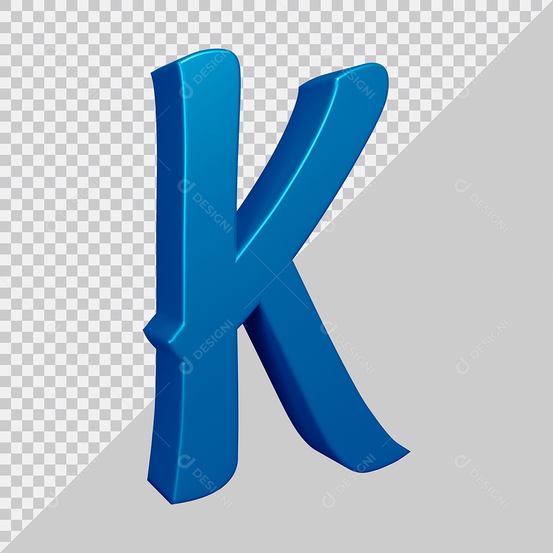 Elemento 3D Para Composição Letra K Azul PSD