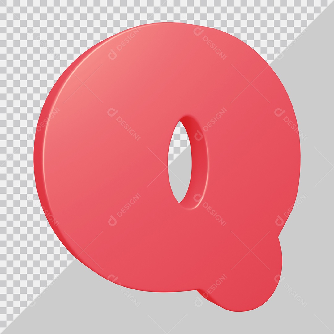 Elemento 3D Para Composição Letra Q Rosa PSD