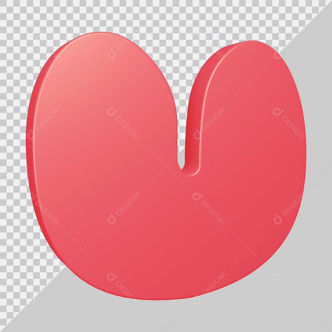 Elemento 3D Para Composição Letra U Rosa PSD