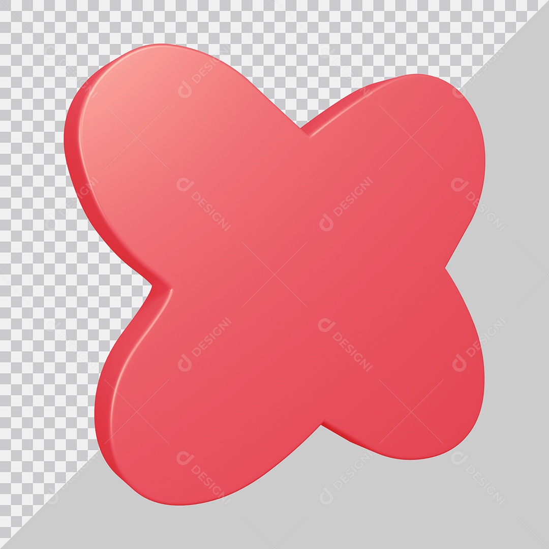 Elemento 3D Para Composição Letra X Rosa PSD