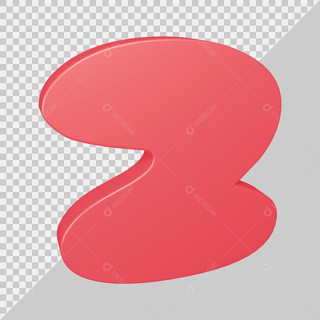 Elemento 3D Para Composição Número 2 Rosa PSD