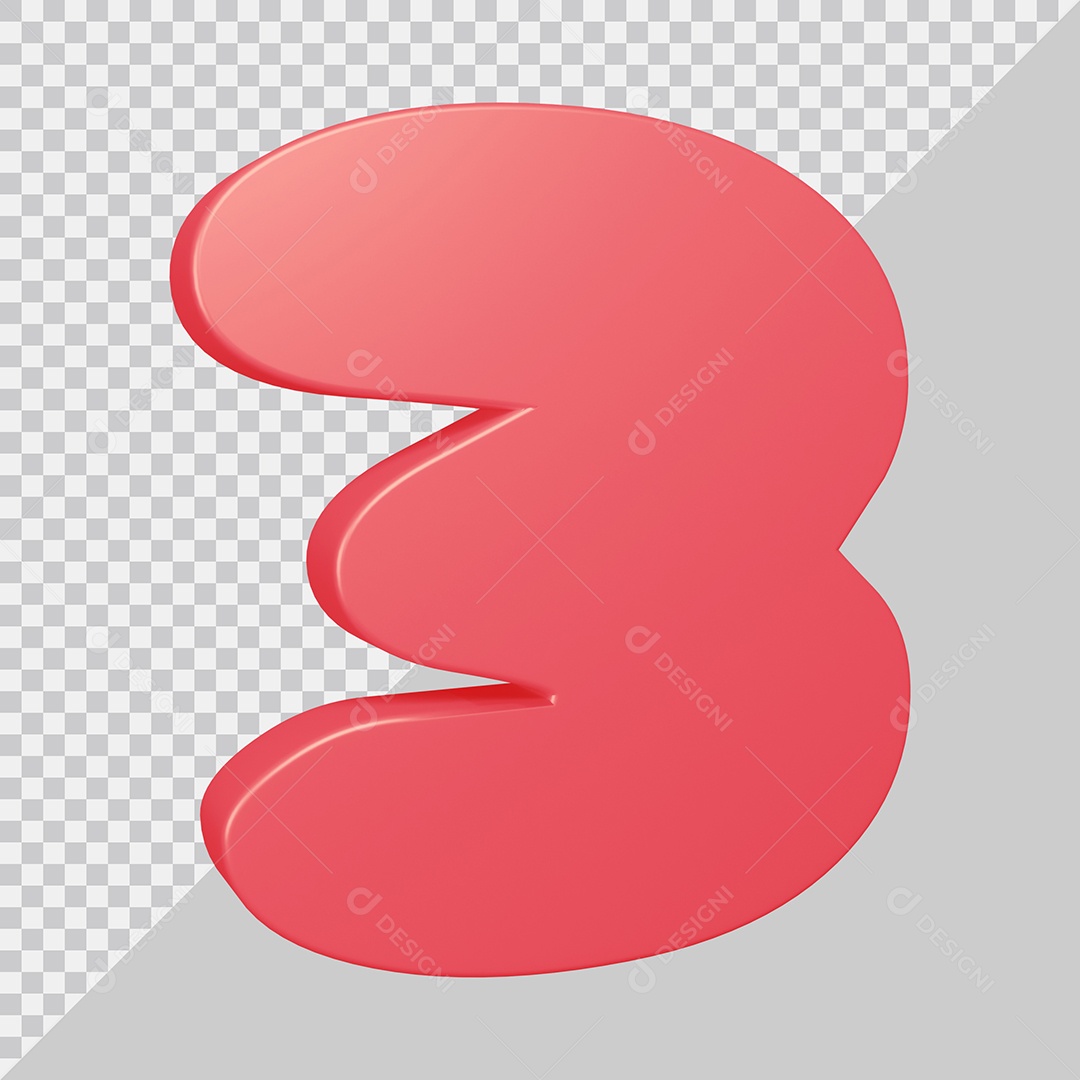 Elemento 3D Para Composição Número 3 Rosa PSD