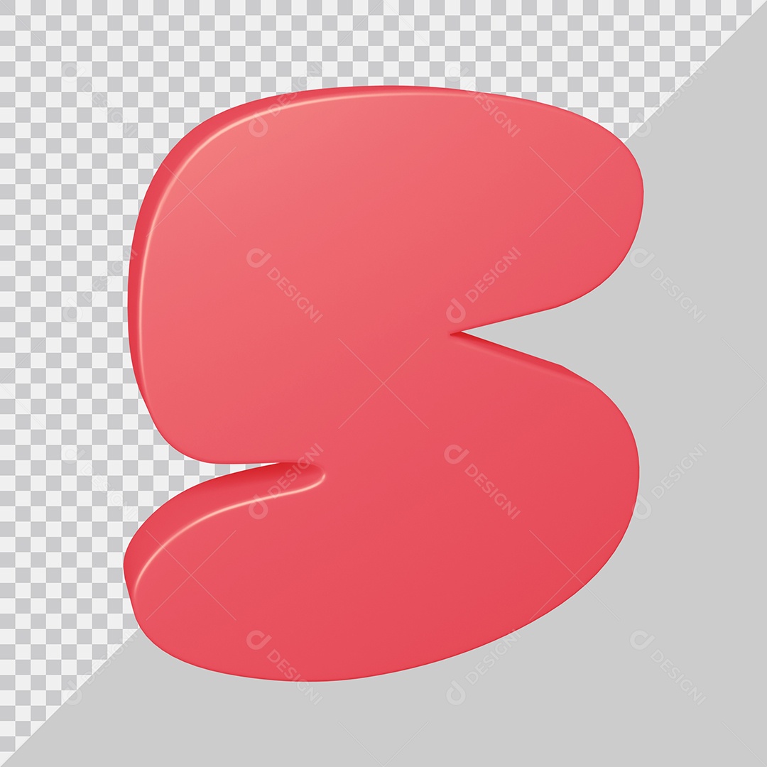 Elemento 3D Para Composição Número 5 Rosa PSD