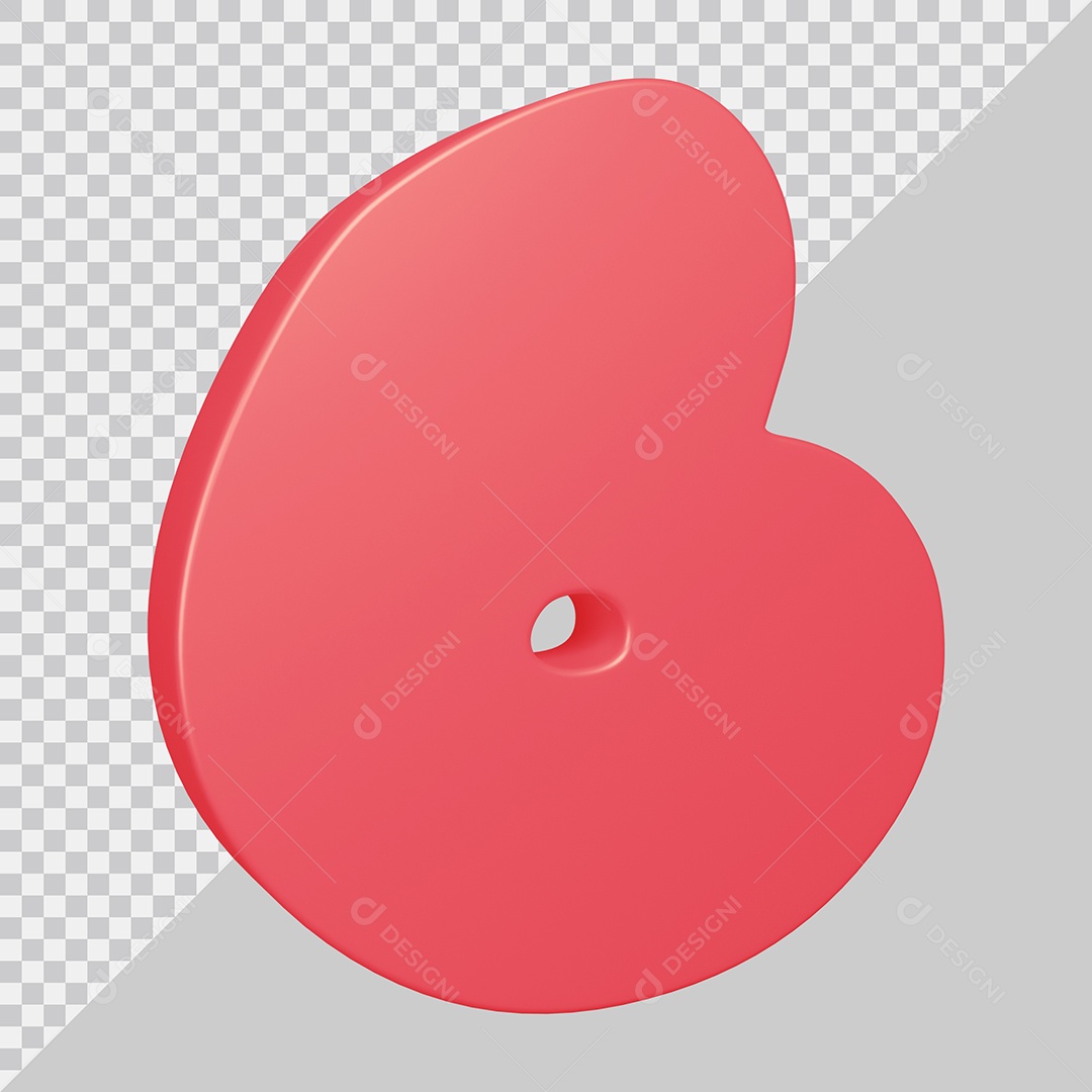 Elemento 3D Para Composição Número 6 Rosa PSD