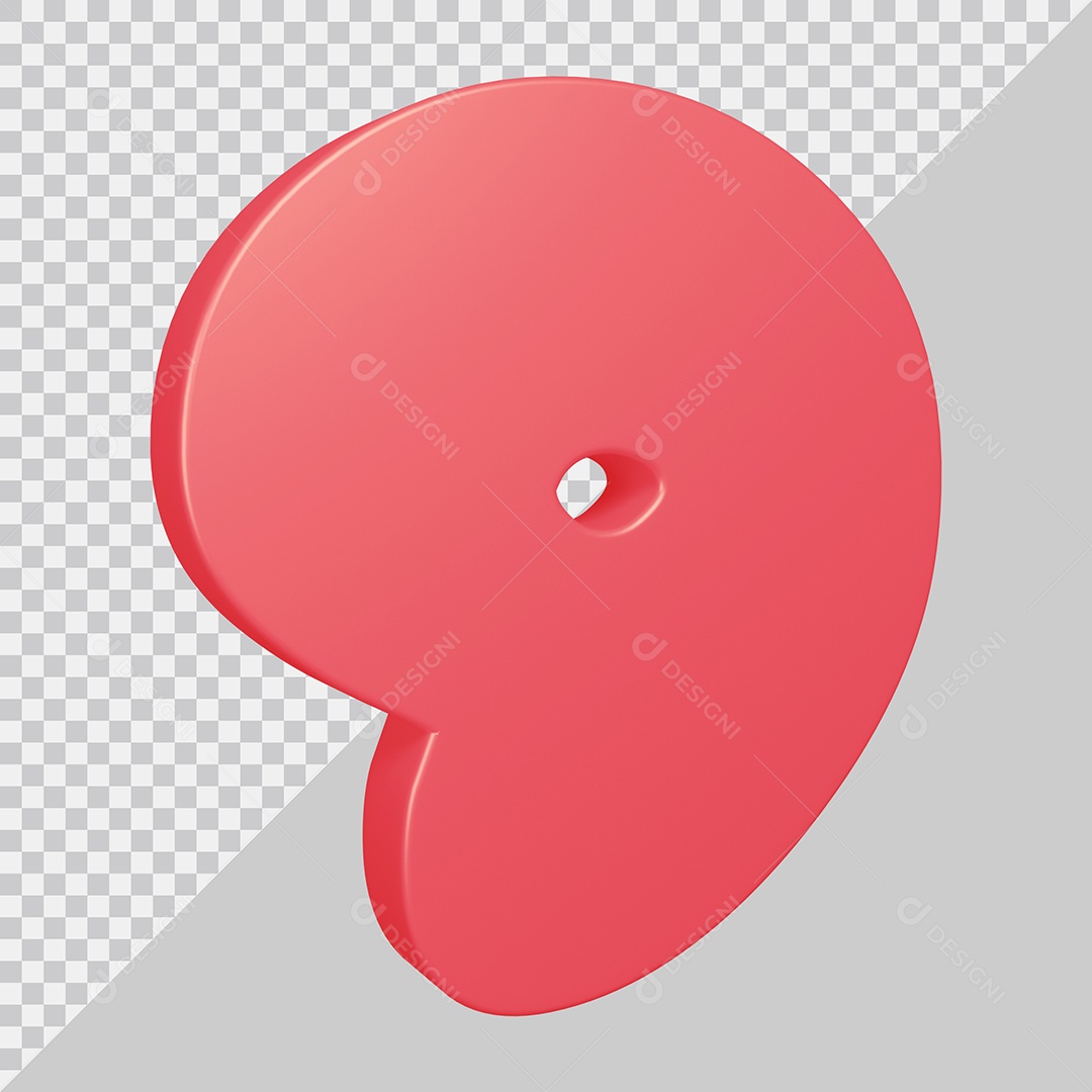 Elemento 3D Para Composição Número 9 Rosa PSD