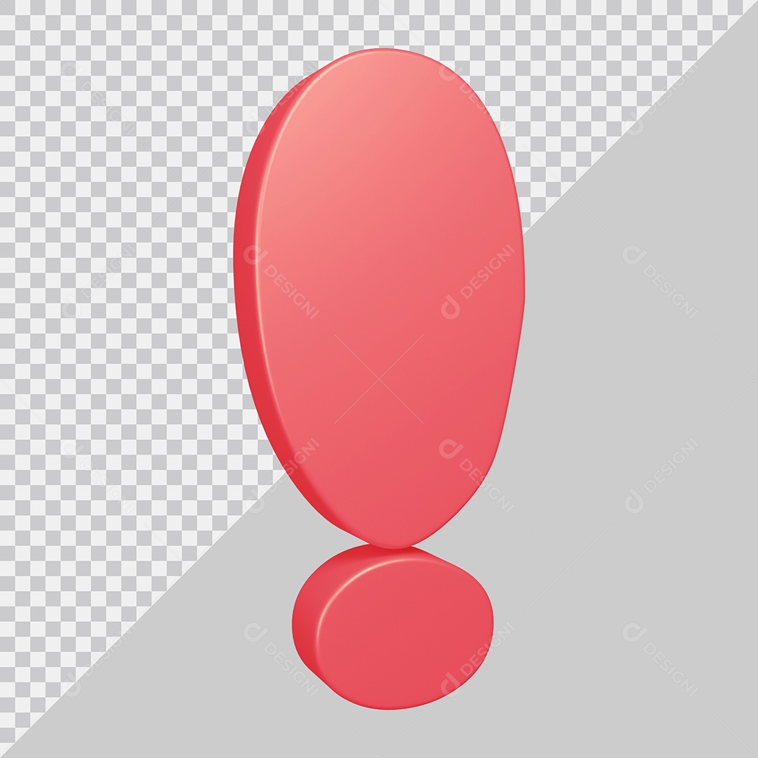 Elemento 3D Para Composição Símbolo de Ponto de Exclamação Rosa PSD
