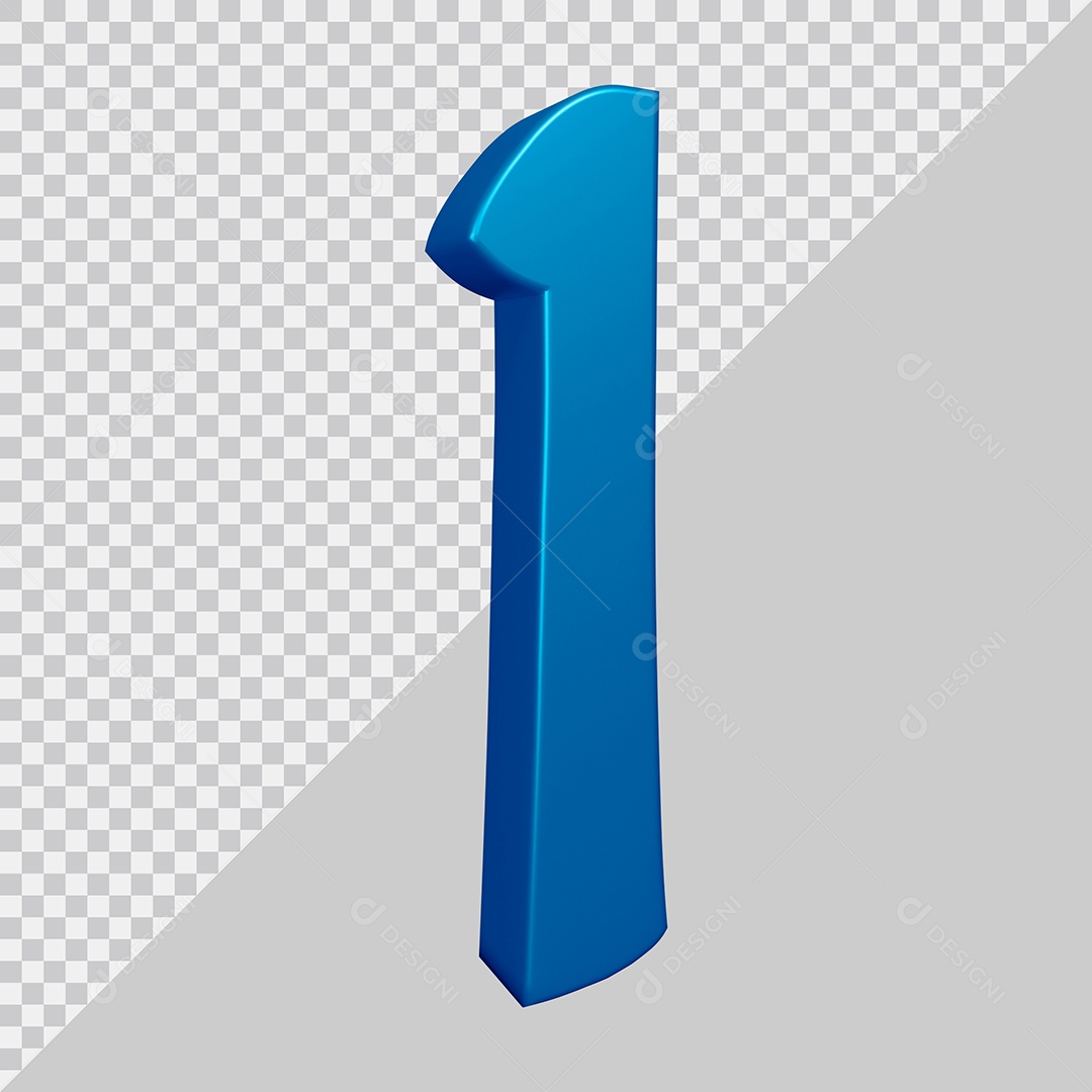 Elemento 3D Para Composição Número 1 Azul PSD
