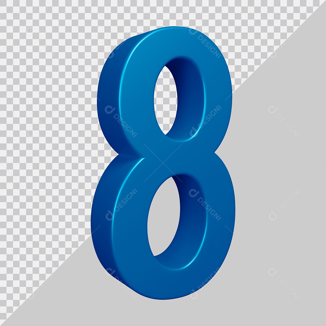 Elemento 3D Para Composição Número 8 Azul PSD