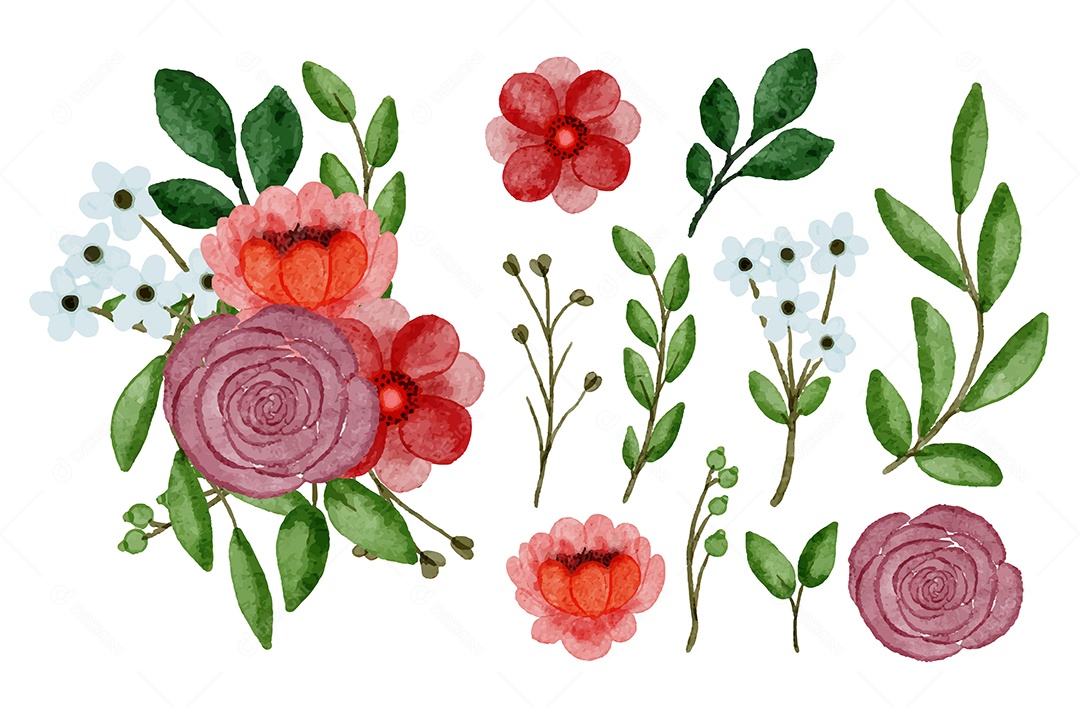 Lindo buquê de flores e deixe para decoração em água