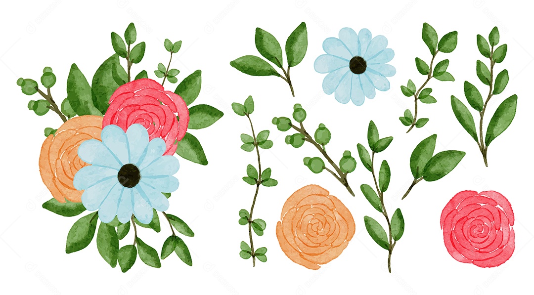 Lindo buquê de flores e deixe para decoração em água