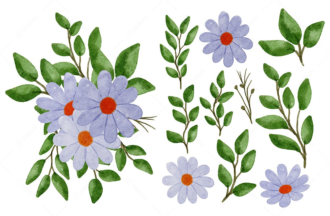 Lindo buquê de flores e deixe para decoração em água