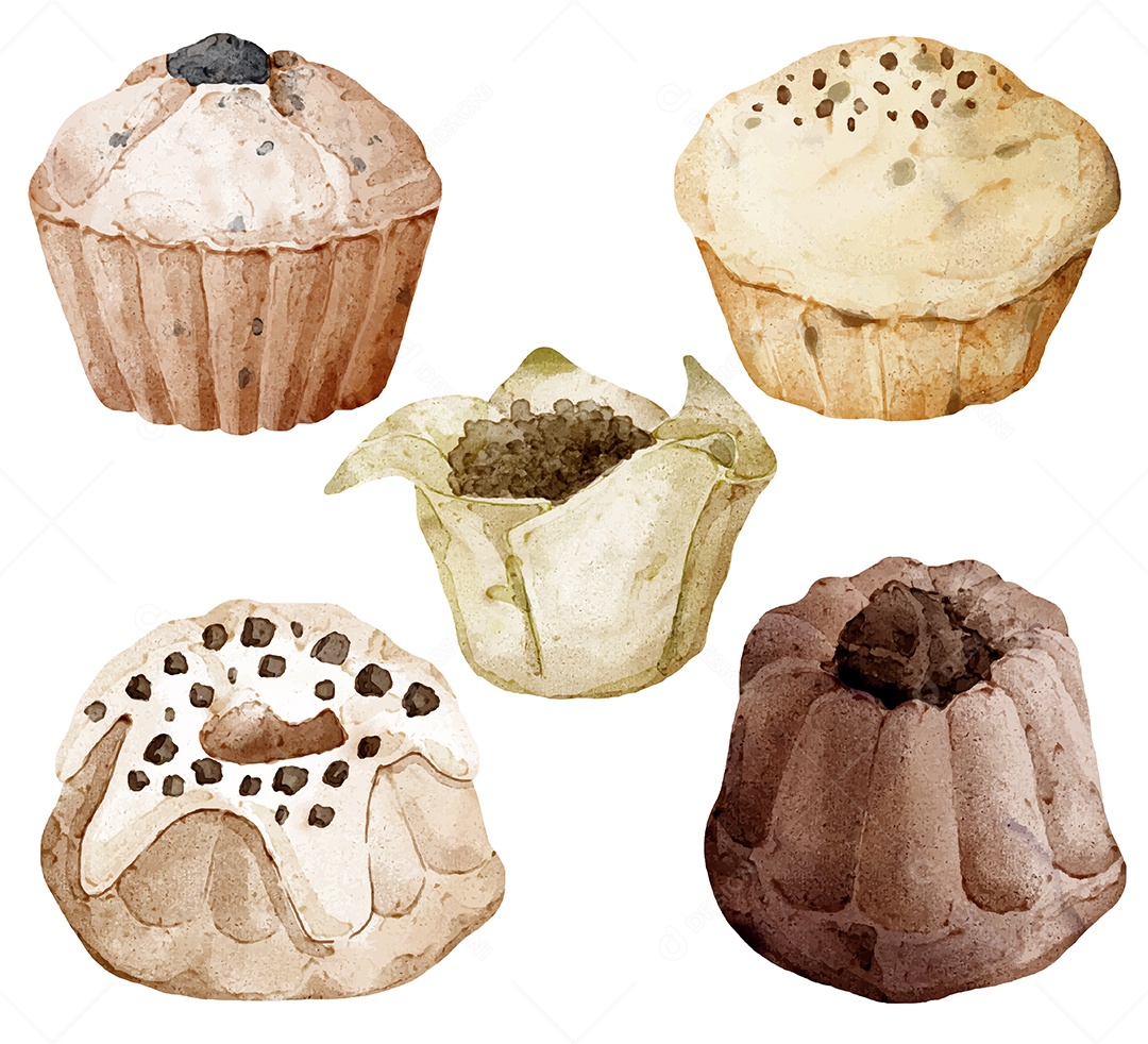 Conjunto de itens de produtos de pão e padaria para elementos de cafeteria