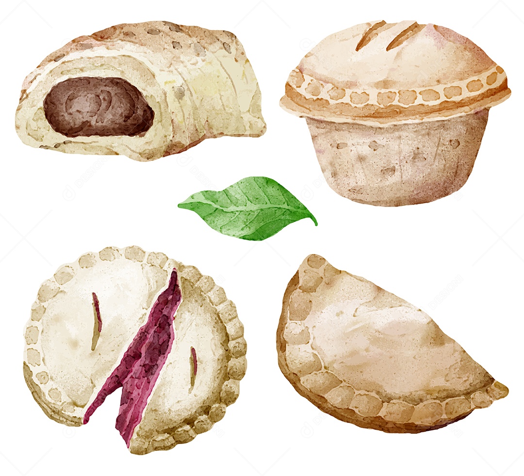 Conjunto de itens de produtos de pão e padaria para elementos de cafeteria