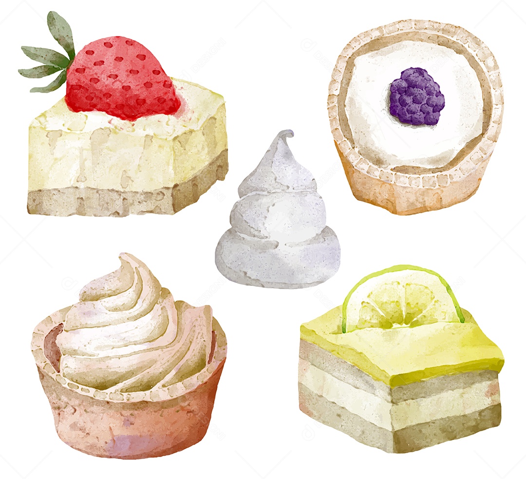 Conjunto de itens de produtos de pão e padaria para elementos de cafeteria