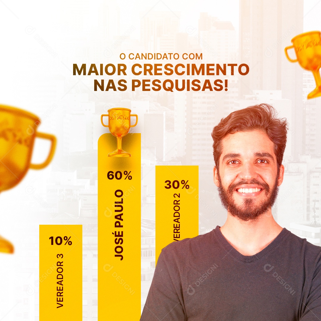 O Candidato Com Maior Crescimento Nas Pesquisas Vereador Política Social Media PSD Editável