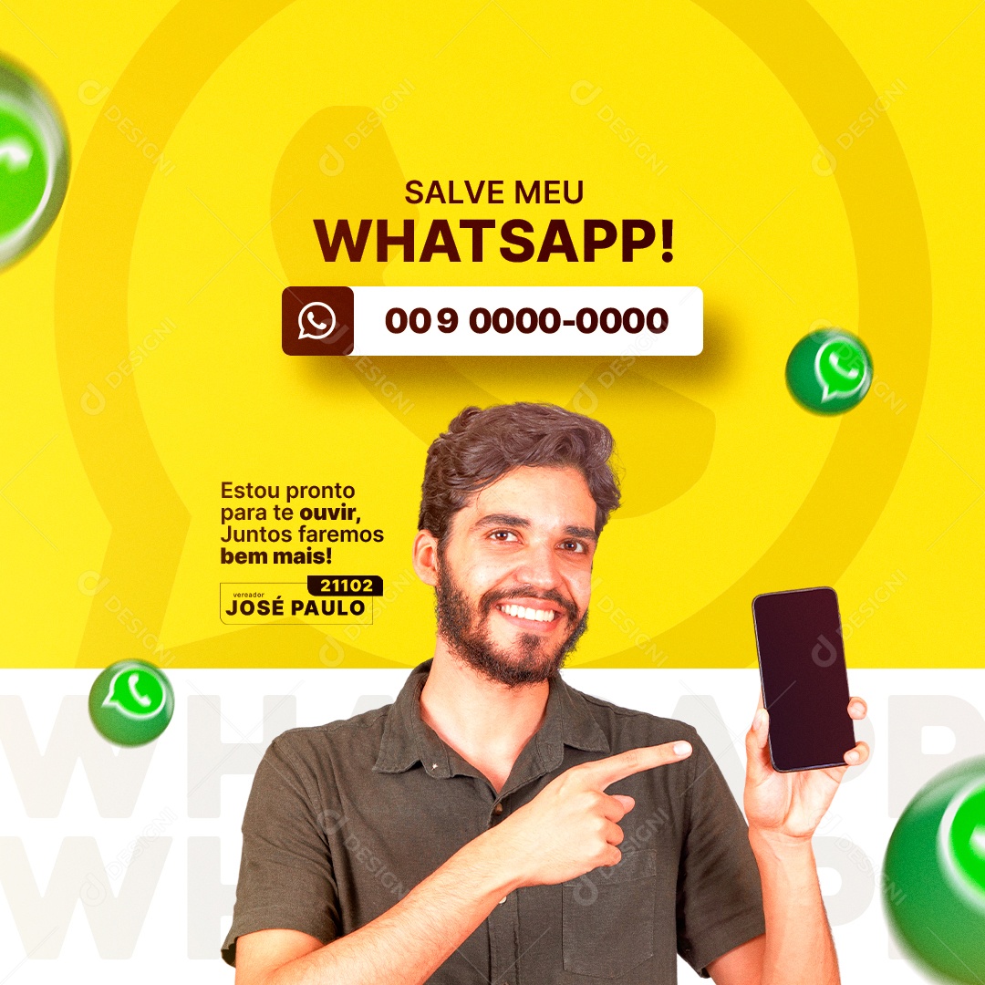 Salve Meu Whatsapp Vereador Política Social Media PSD Editável