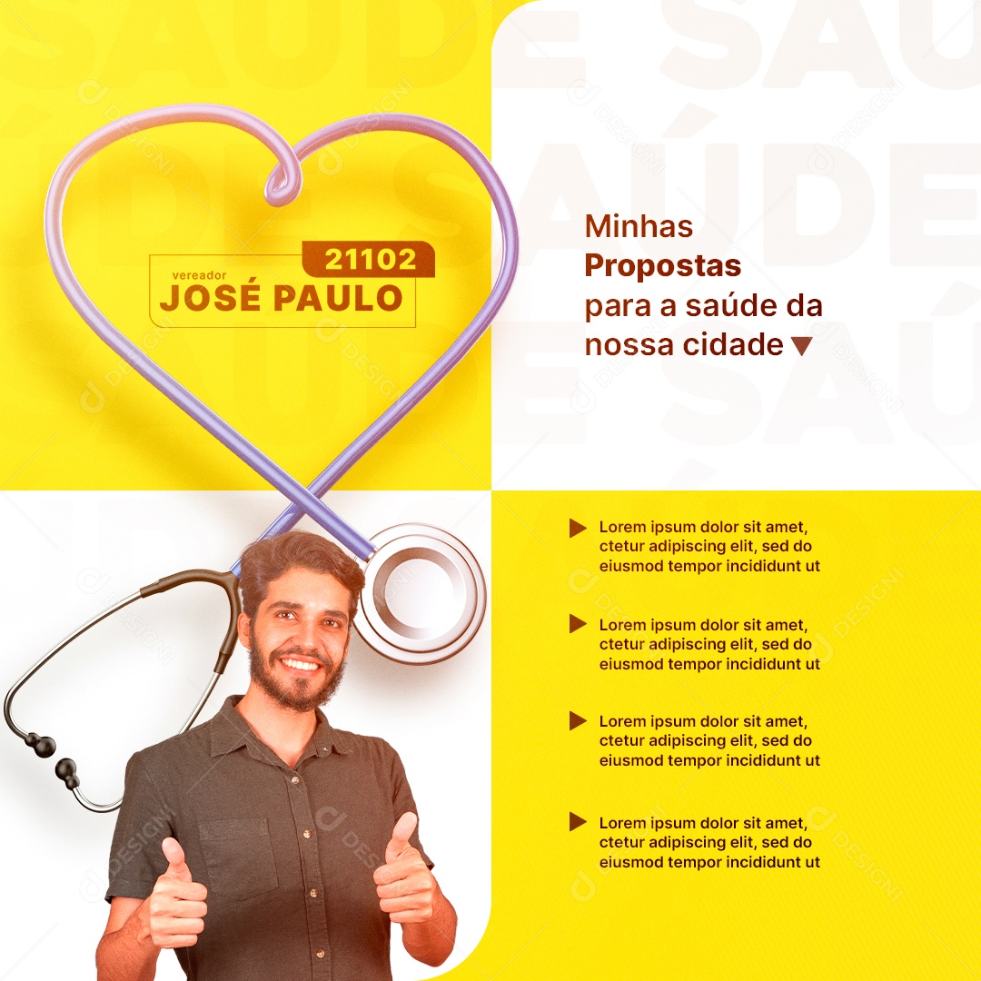 Minhas Propostas Para a Saúde Vereador Política Social Media PSD Editável