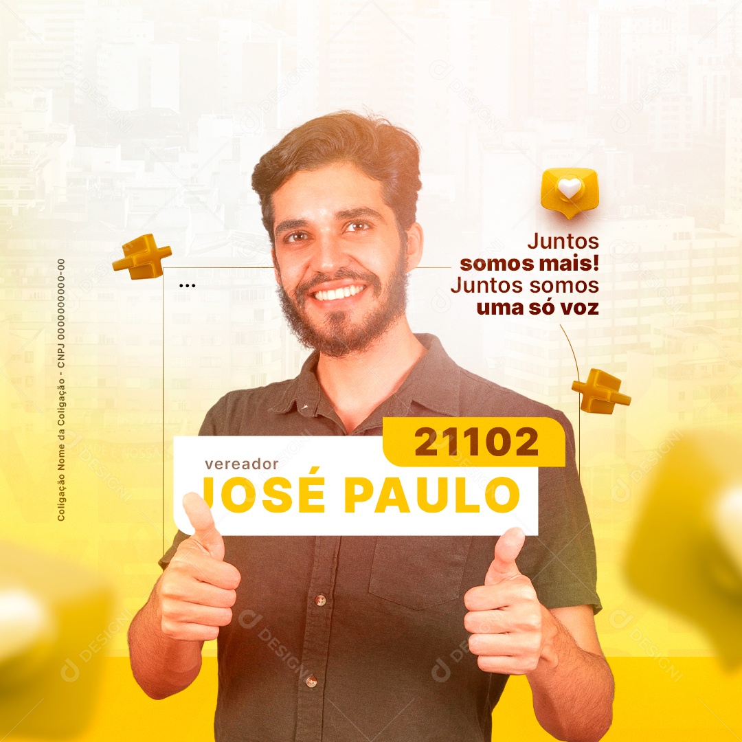 Juntos Somos Mais Vereador Política Social Media PSD Editável