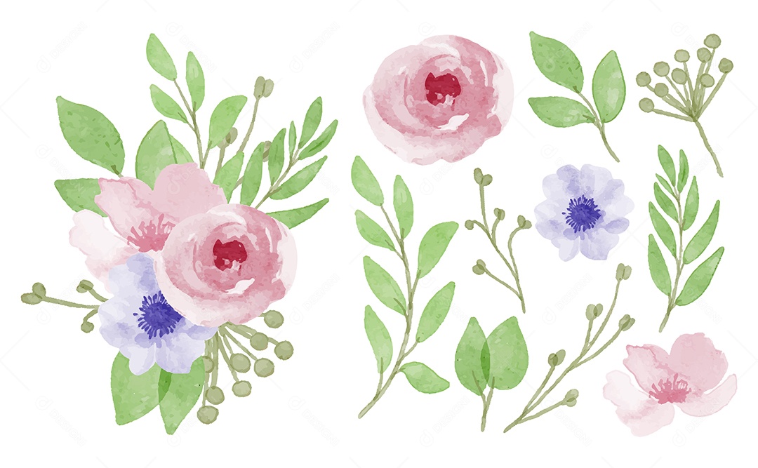 Lindo buquê de flores e deixe para decoração em água