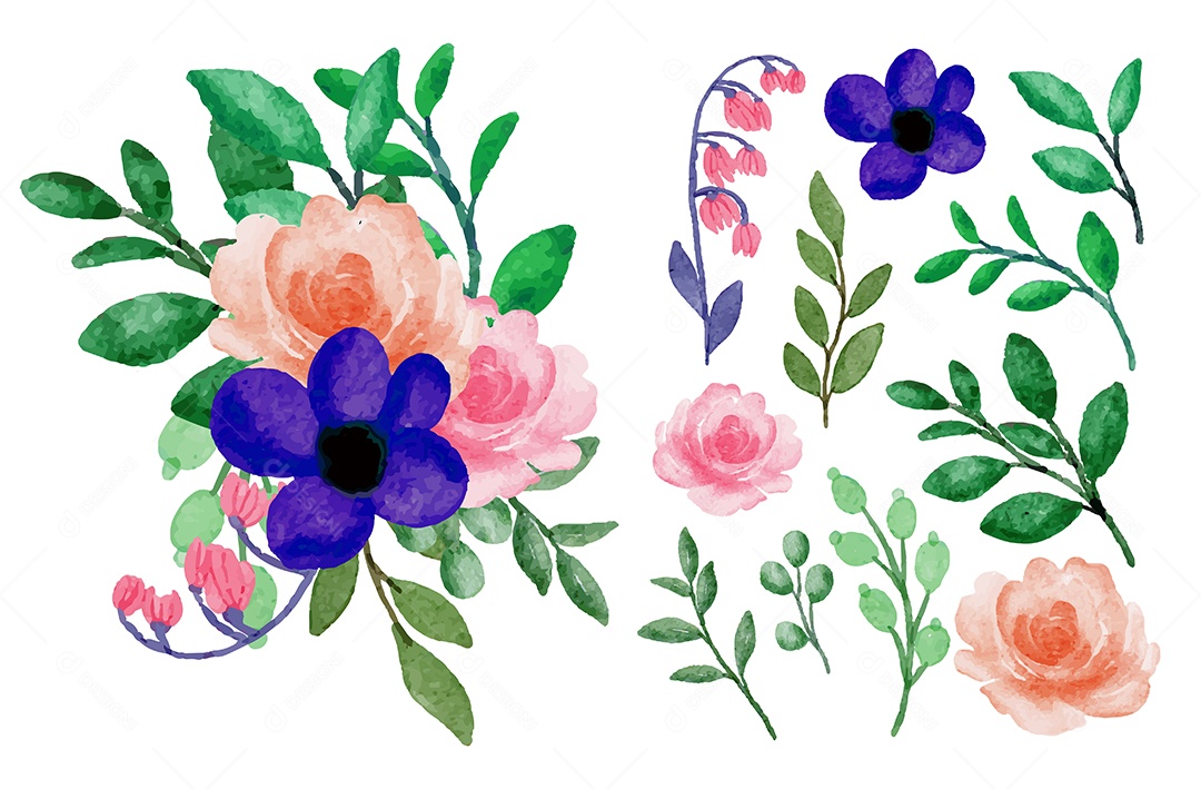 Lindo buquê de flores e deixe para decoração em água