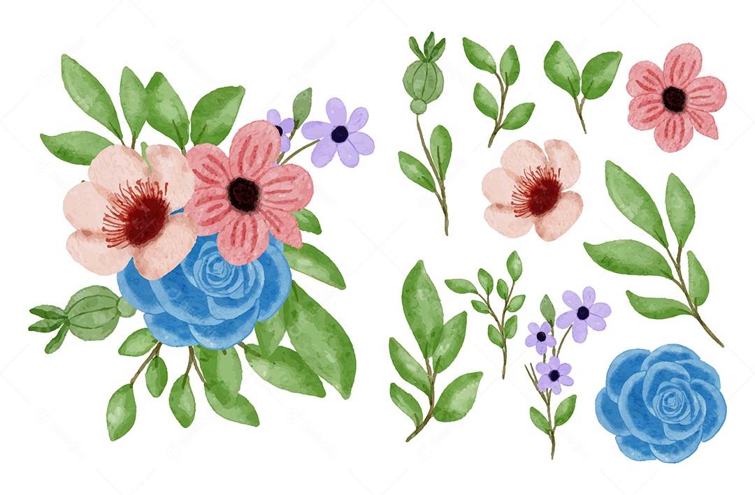 Lindo buquê de flores e deixe para decoração em água