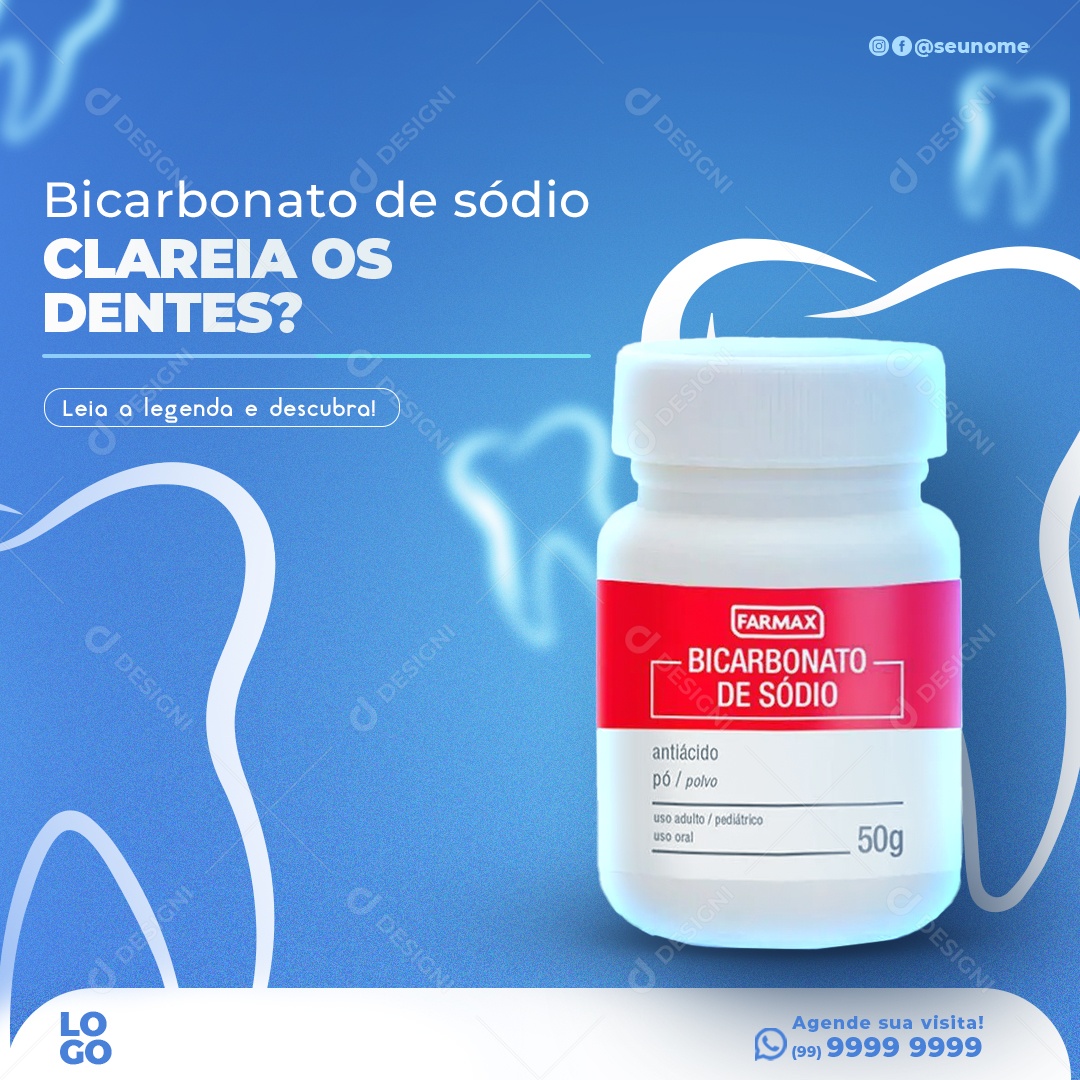 Bicarbonato De Sódio Clareia Os Dentes? Social Media PSD Editável