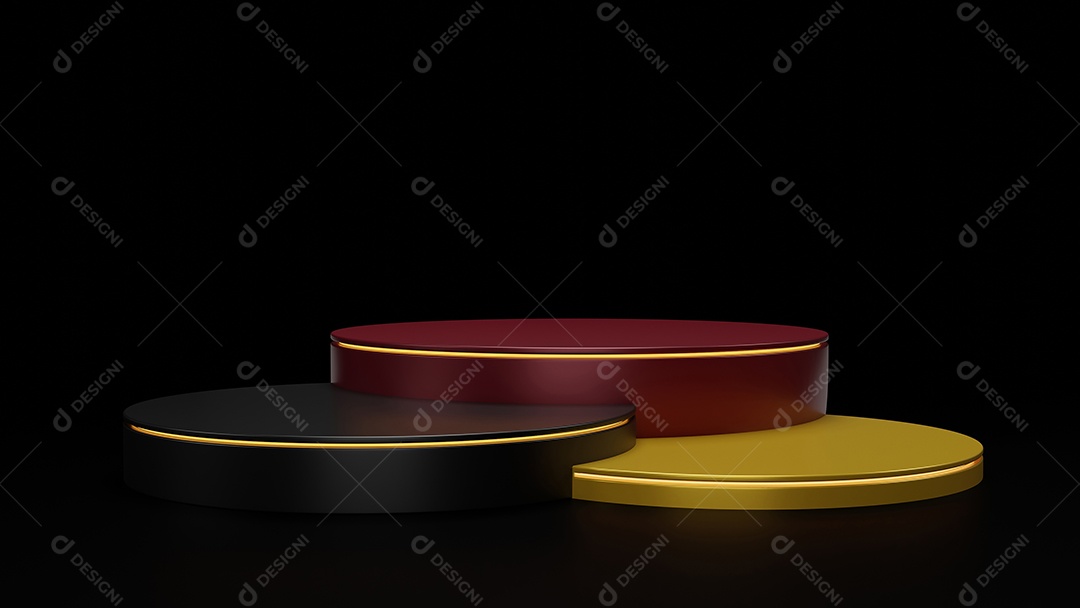 Mostra de círculo bonito, preto, dourado e vermelho isolado em preto