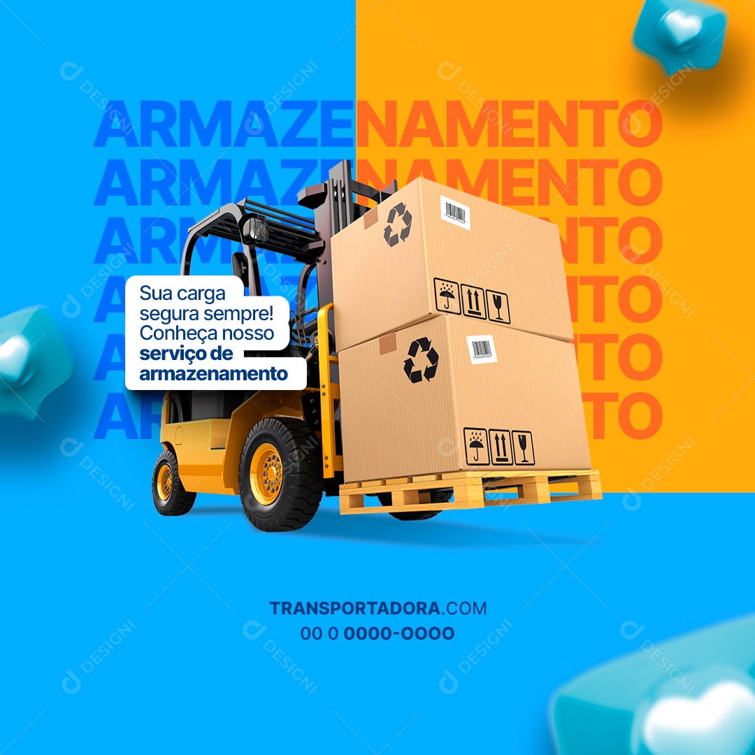 Armazenamento Sua Carga Segura Transportadora Social Media PSD Editável