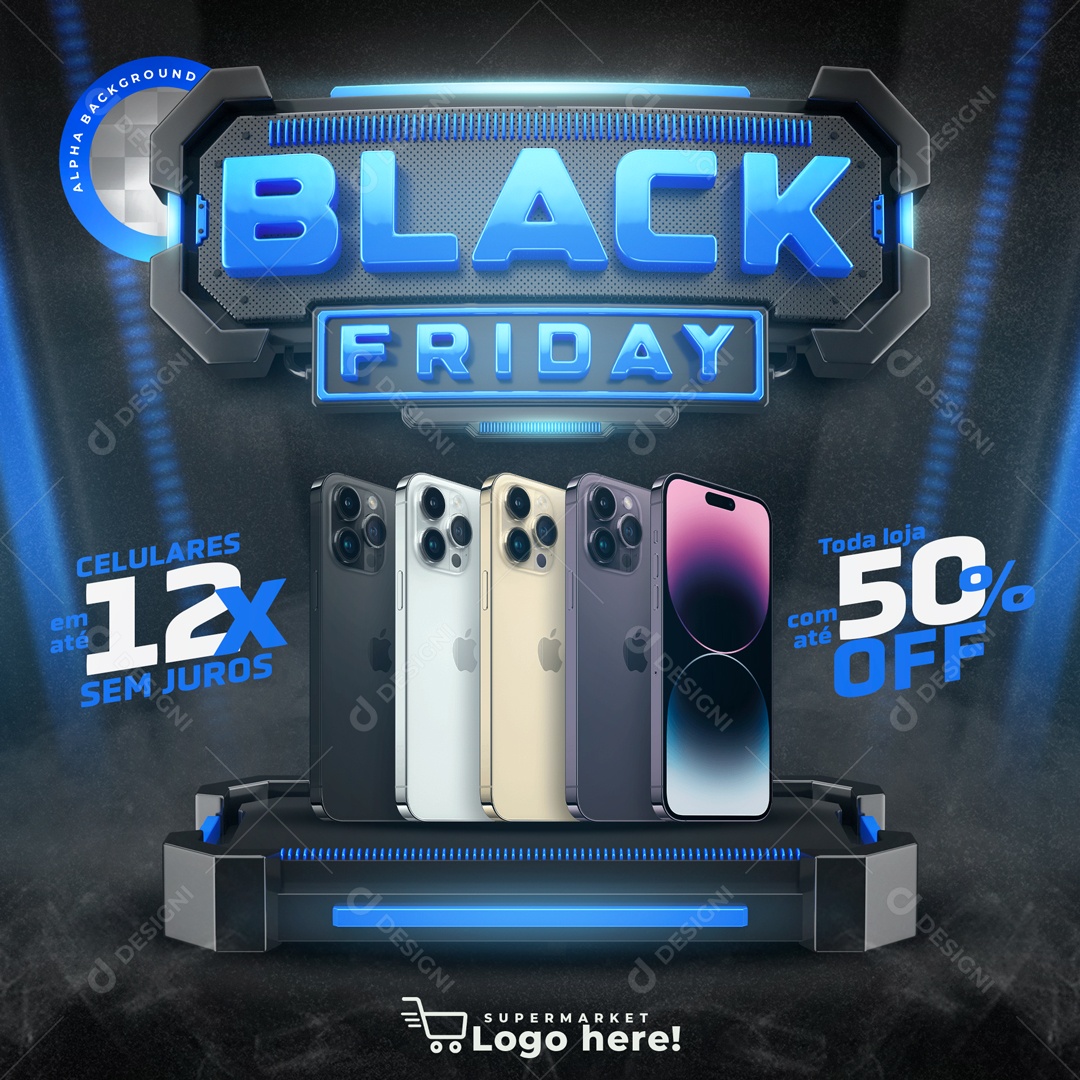 Promoção Black Friday Smartfones Social Media PSD Editável