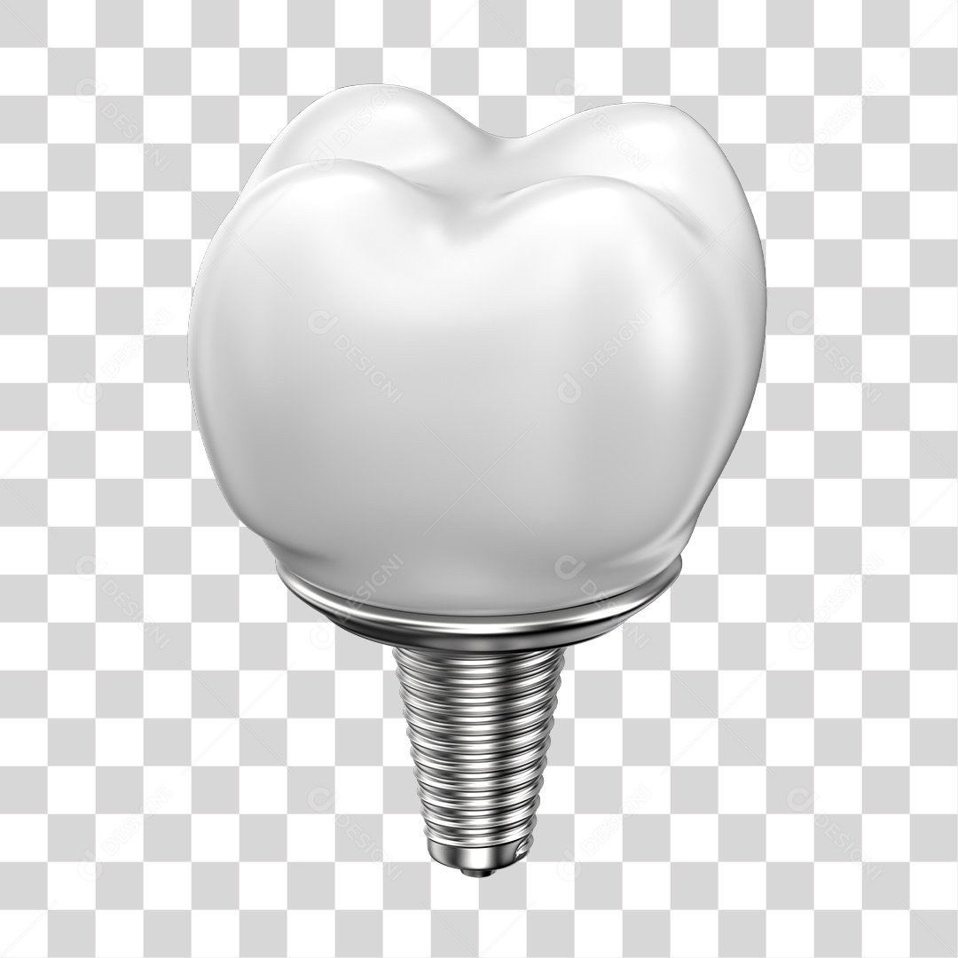 Dente Branco Implante Elemento 3D PNG Transparente
