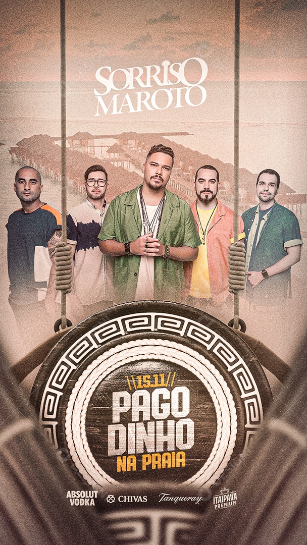 Story Pagodinho na Praia Sorriso Maroto Flyer Social Media PSD Editável