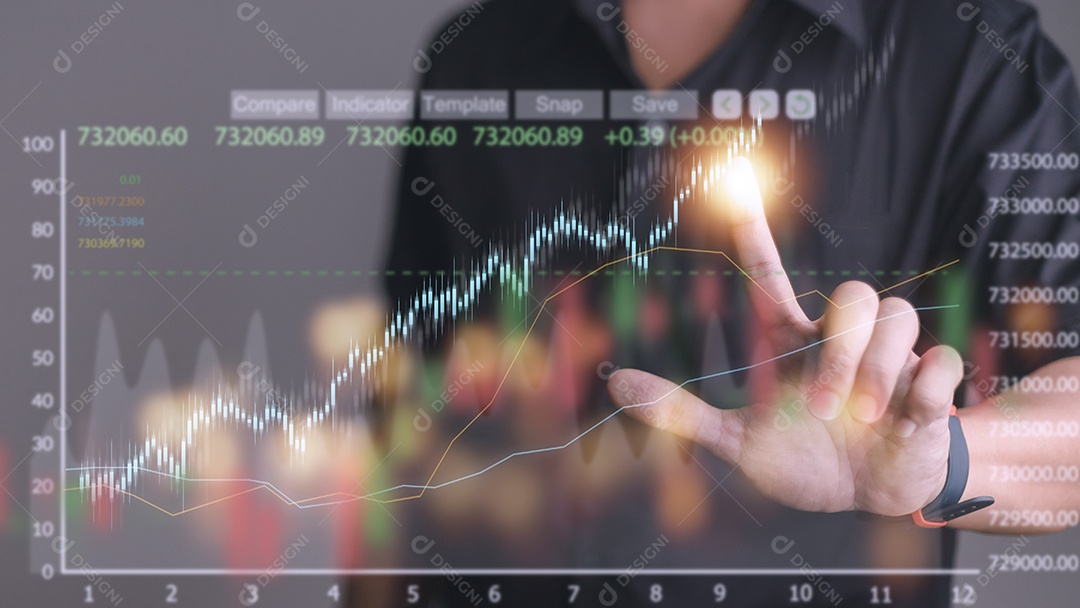 Planejamento analisar indicador e estratégia de compra e venda, marca de ações