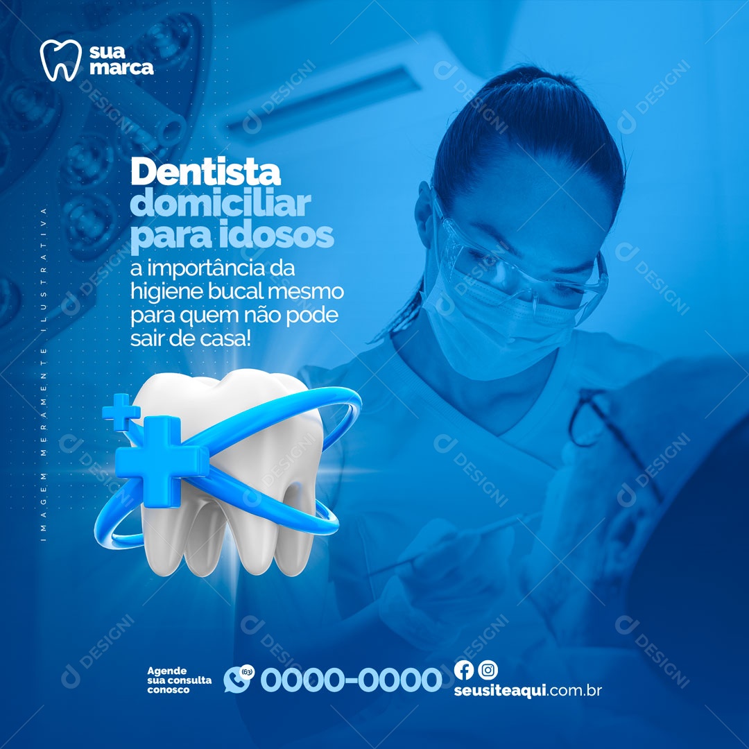 Dentista Domiciliar para Idosos Social Media PSD Editável