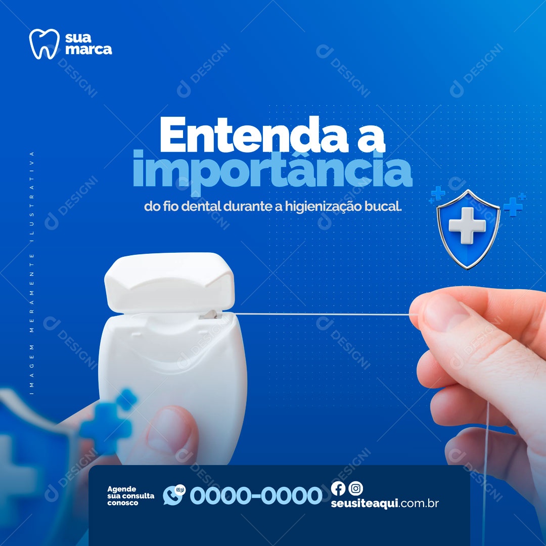 Consultório Odontológicos Dentista Importância do Fio Dental Social Media PSD Editável