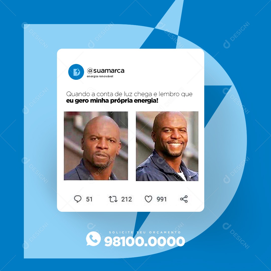 Social Media Energia Solar Quando a Conta de Luz Chega PSD Editável