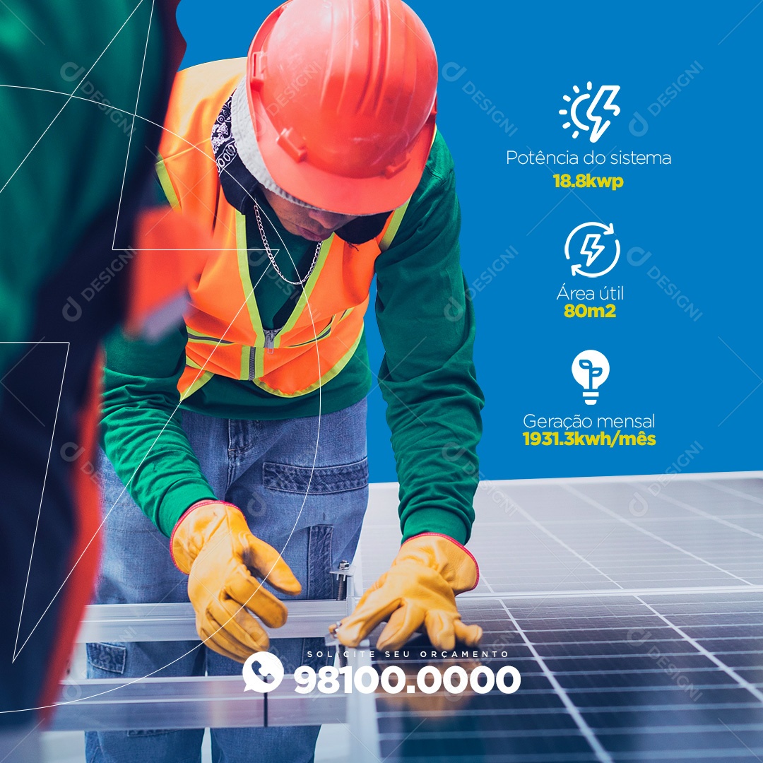 Social Media Energia Solar Energia Sustetável PSD Editável