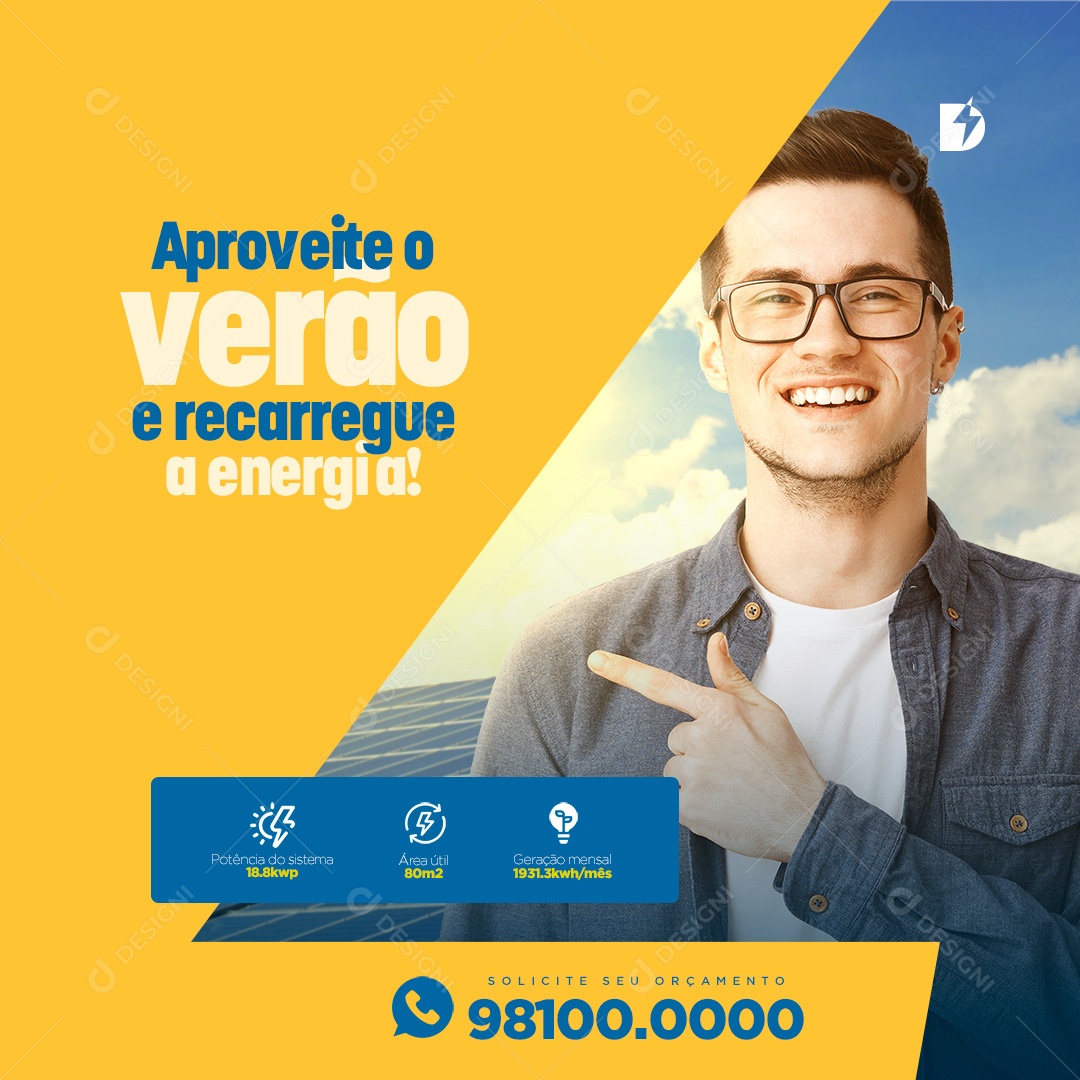 Energia Solar Energia Sustentável Social Media PSD Editável