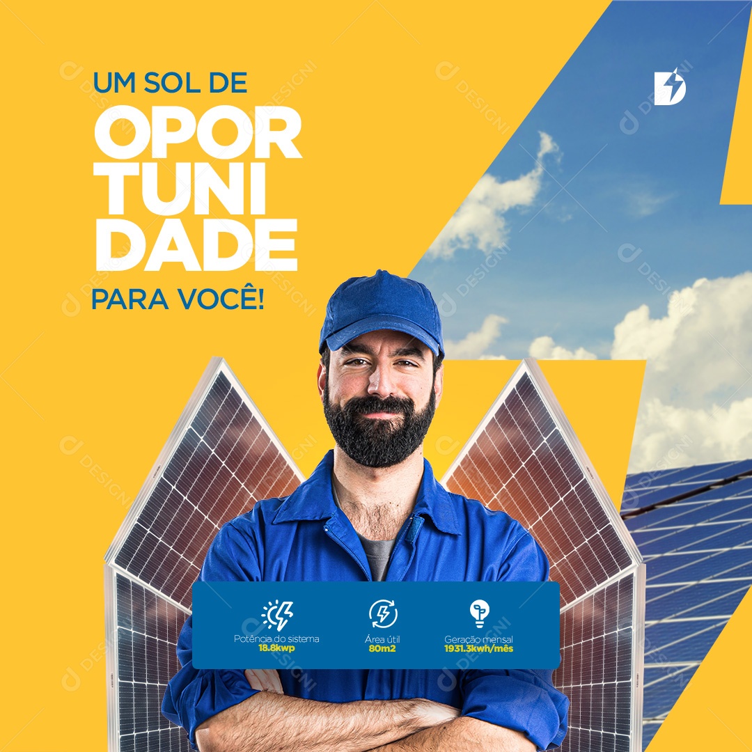 Um Sol de Oportunidade para você Energia Solar Social Media PSD Editável