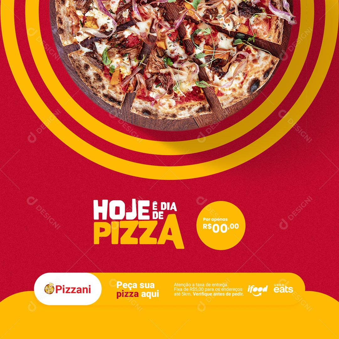 Hoje é Dia de Pizza Pizzaria Social Media PSD Editável