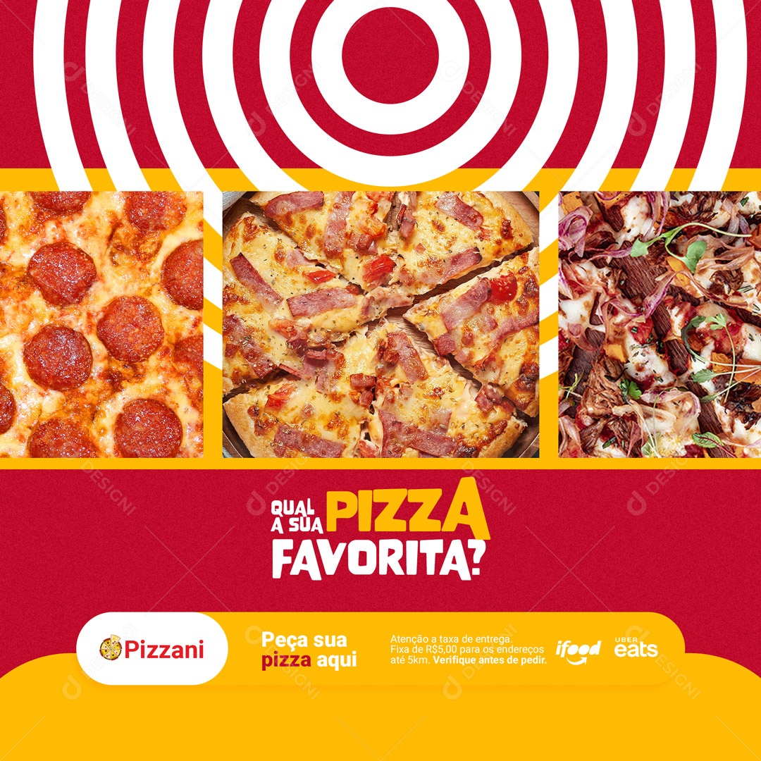 Qual sua Pizza Favorita? Pizzaria Social Media PSD Editável