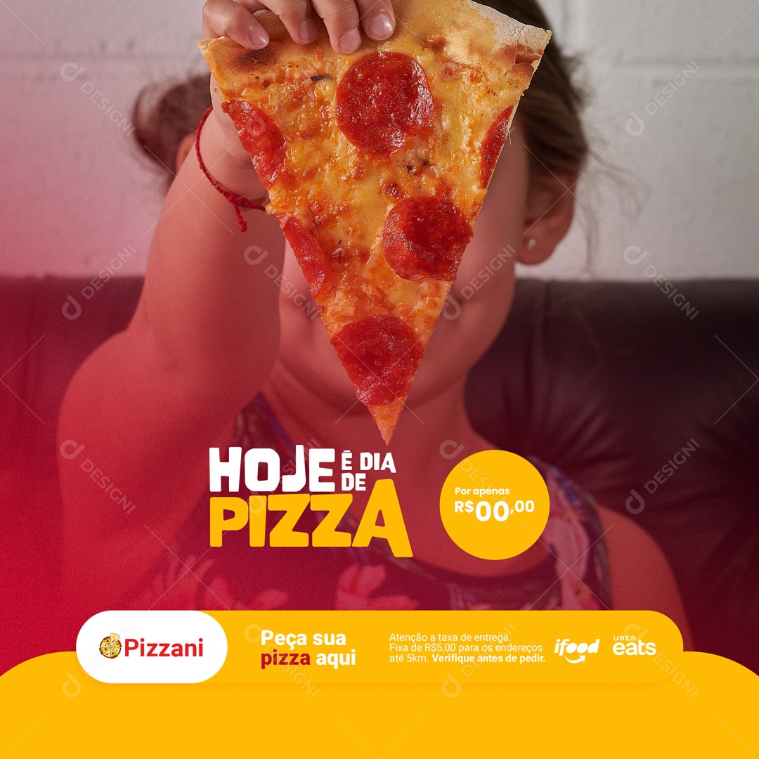 Hoje é Dia de Pizza Pizzaria Social Media PSD Editável