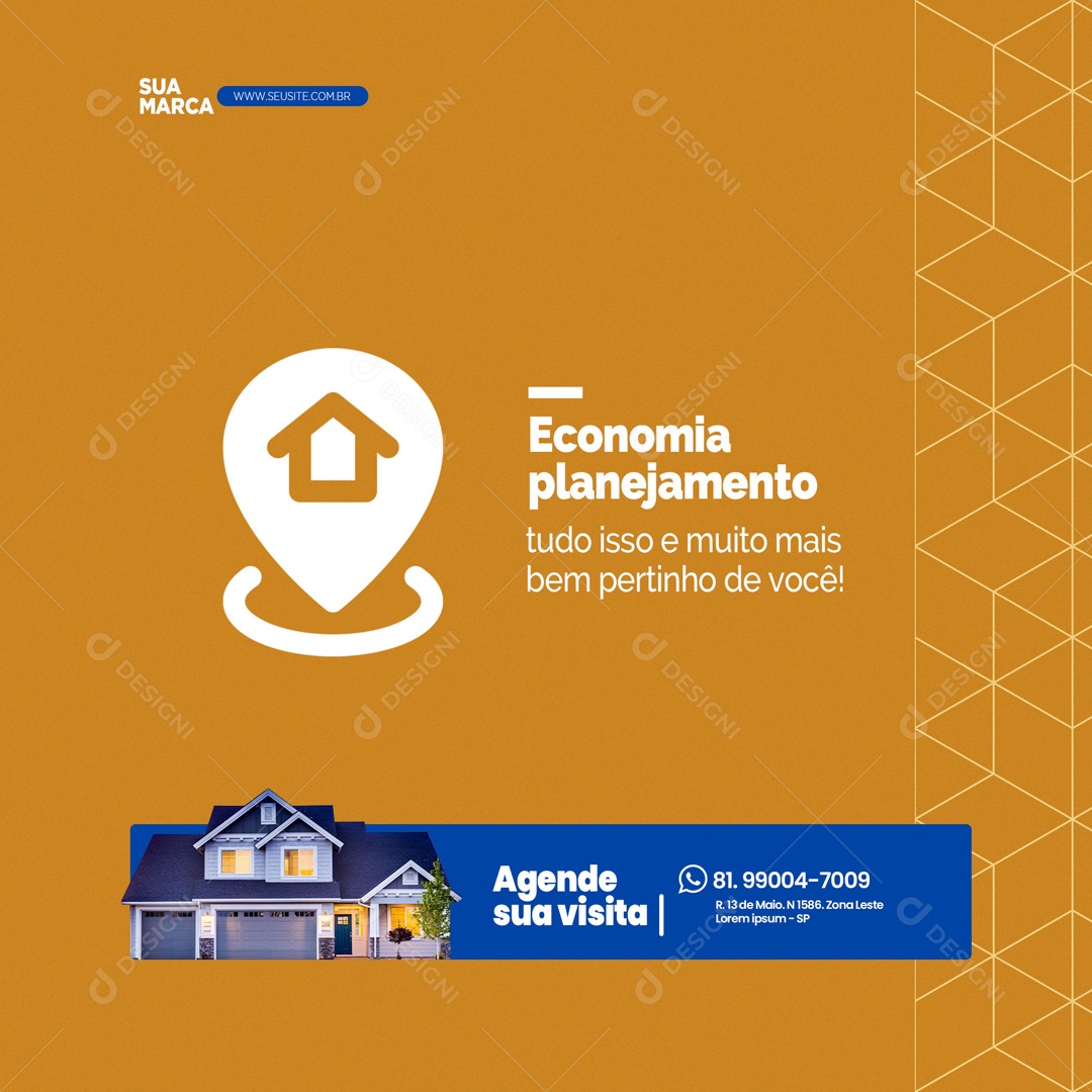 imobiliária Novo Endereço Localização Social Media PSD Editável