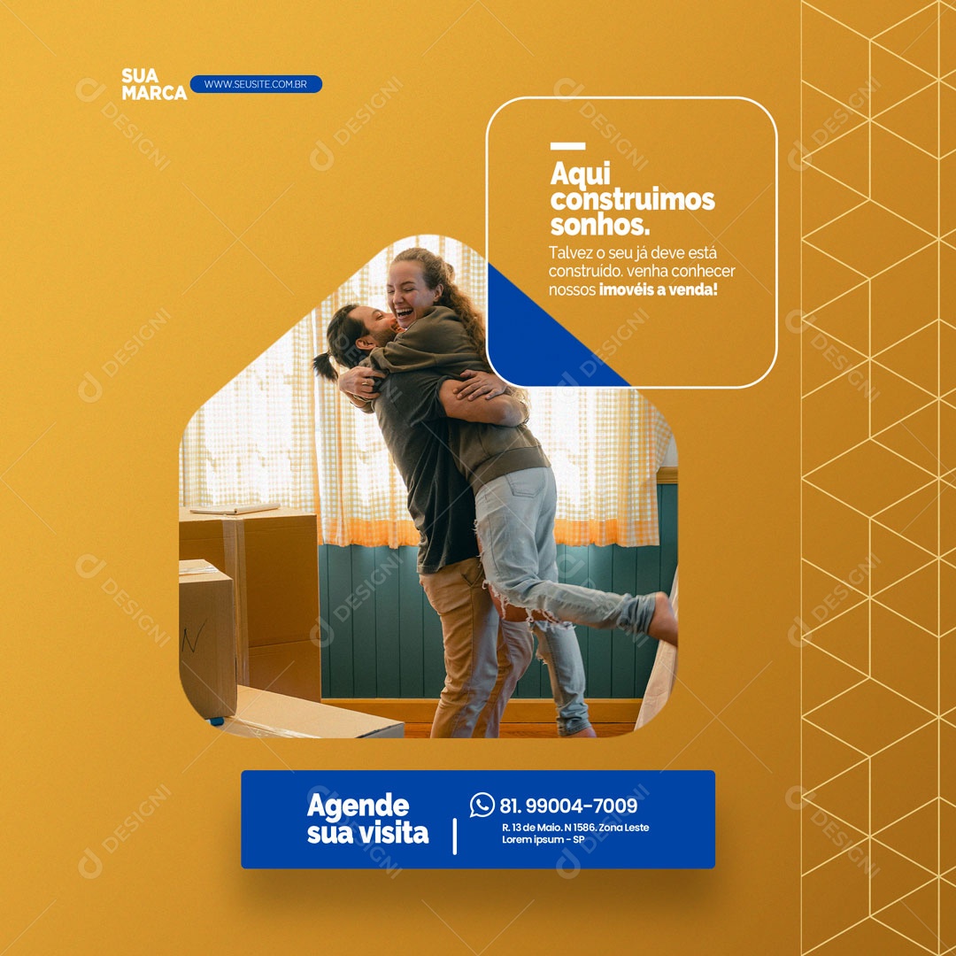 Aqui Construímos Sonho Imobiliária Social Media PSD Editável