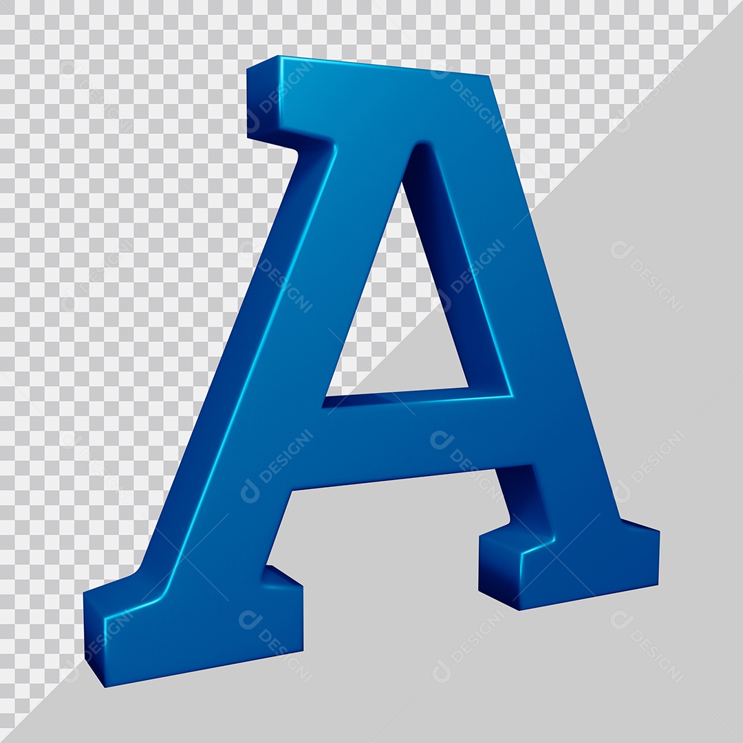 Elemento 3D Para Composição Letra A Azul PSD