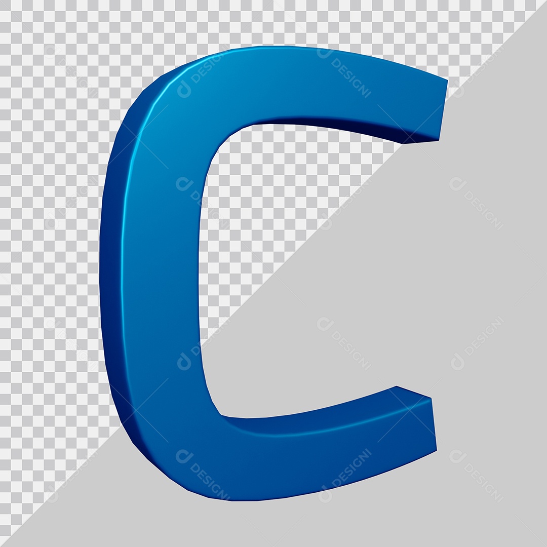 Elemento 3D Para Composição Letra C Azul PSD